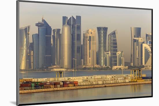 Futuristic Doha City Skyline and Container Port, Doha, Qatar, Middle East-Eleanor Scriven-Mounted Photographic Print