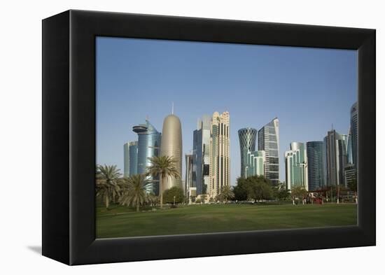 Futuristic Skyscrapers Downtown in Doha, Qatar, Middle East-Angelo Cavalli-Framed Premier Image Canvas