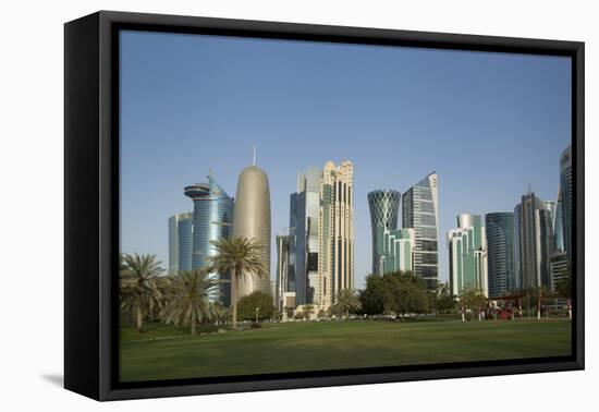 Futuristic Skyscrapers Downtown in Doha, Qatar, Middle East-Angelo Cavalli-Framed Premier Image Canvas