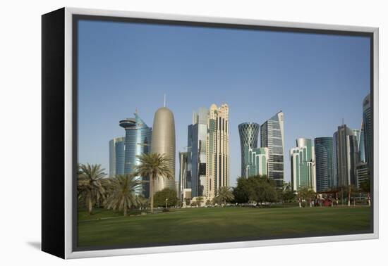 Futuristic Skyscrapers Downtown in Doha, Qatar, Middle East-Angelo Cavalli-Framed Premier Image Canvas