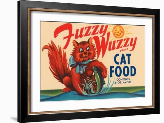 Fuzzy Wuzzy Brand Cat Food-null-Framed Art Print