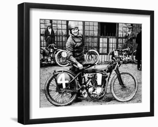 Fw Dixon with a Harley-Davidson, 1923-null-Framed Photographic Print