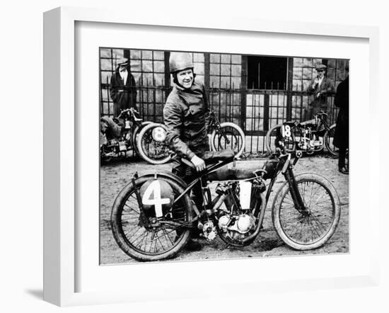 Fw Dixon with a Harley-Davidson, 1923-null-Framed Photographic Print