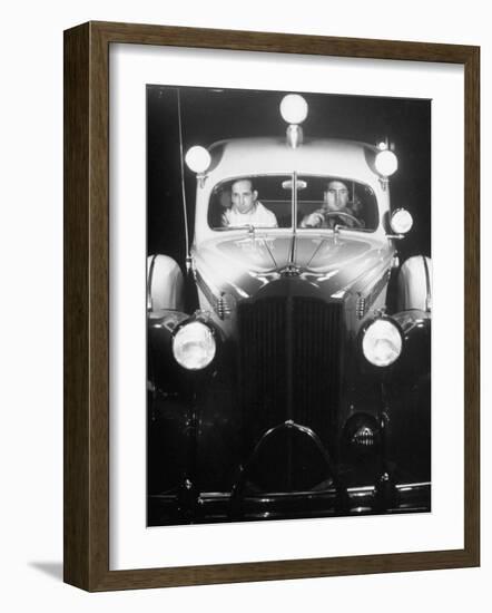 G. Ellis Doty, an Intern at Minneapolis General Hospital, Riding in Ambulance on Emergency Call-Alfred Eisenstaedt-Framed Photographic Print