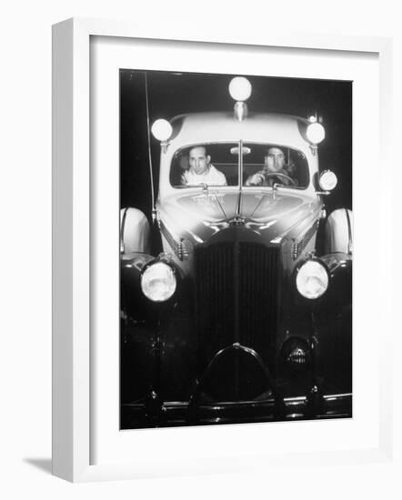 G. Ellis Doty, an Intern at Minneapolis General Hospital, Riding in Ambulance on Emergency Call-Alfred Eisenstaedt-Framed Photographic Print