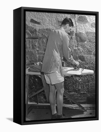 G.I. Ironing His Pants-John Florea-Framed Premier Image Canvas