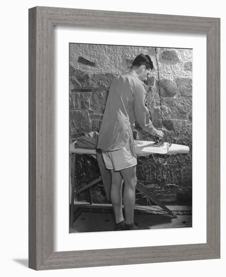 G.I. Ironing His Pants-John Florea-Framed Photographic Print
