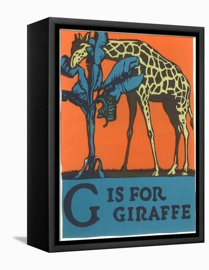 G is for Giraffe-null-Framed Stretched Canvas