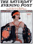 "Flapper in Shawl and Beads," Saturday Evening Post Cover, January 19, 1924-G. Moore-Giclee Print