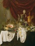 Still Life with a Ham, Overturned Nautilus Cup and Oysters on a Draped Table-G.W. Heda and Pieter de Ring-Giclee Print