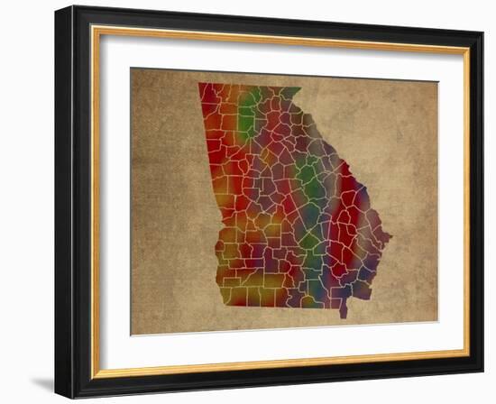 GA Colorful Counties-Red Atlas Designs-Framed Giclee Print