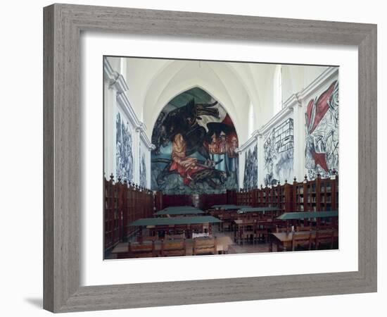 Gabino Ortiz Library Room with Frescoes by Clemente Orozco, 1940-Joan Blaeu-Framed Giclee Print