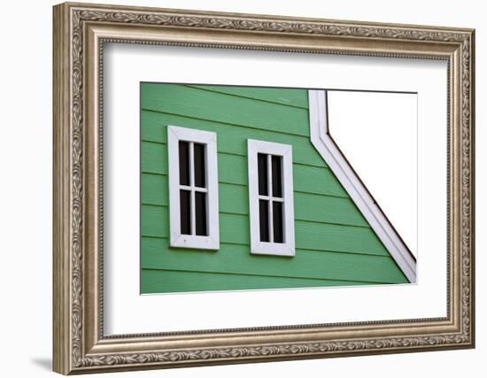 Gable Roof with White Windows on Wooden House-leisuretime70-Framed Photographic Print