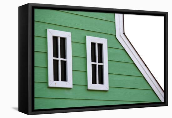 Gable Roof with White Windows on Wooden House-leisuretime70-Framed Premier Image Canvas