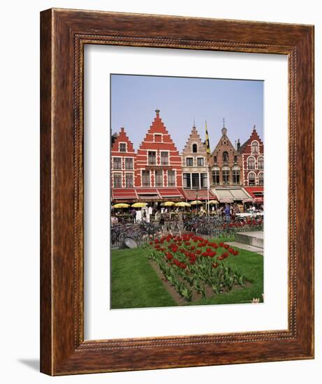 Gabled Buildings and Restaurants, Bruges, Belgium-Roy Rainford-Framed Photographic Print