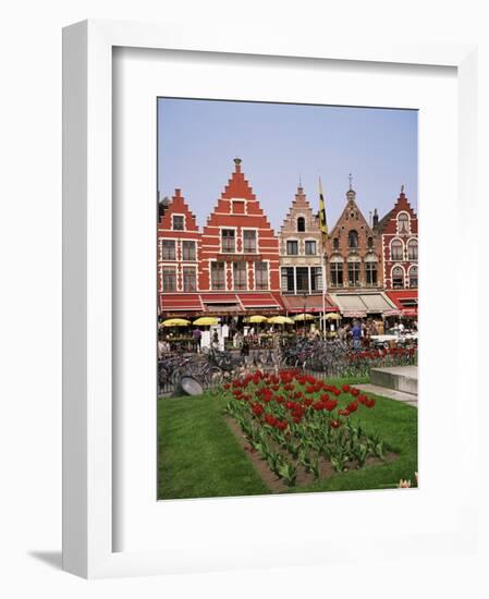 Gabled Buildings and Restaurants, Bruges, Belgium-Roy Rainford-Framed Photographic Print