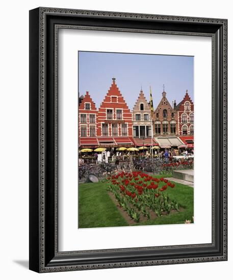 Gabled Buildings and Restaurants, Bruges, Belgium-Roy Rainford-Framed Photographic Print