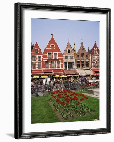 Gabled Buildings and Restaurants, Bruges, Belgium-Roy Rainford-Framed Photographic Print