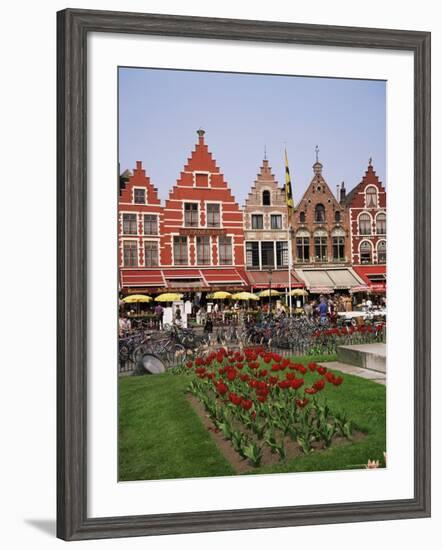 Gabled Buildings and Restaurants, Bruges, Belgium-Roy Rainford-Framed Photographic Print