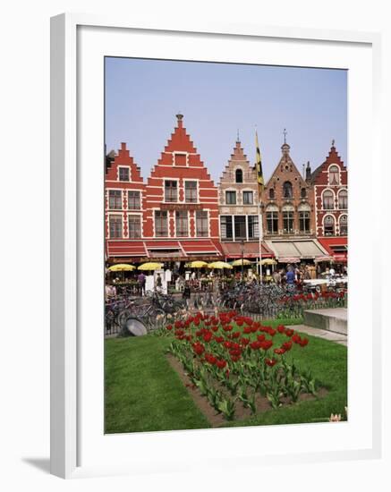 Gabled Buildings and Restaurants, Bruges, Belgium-Roy Rainford-Framed Photographic Print