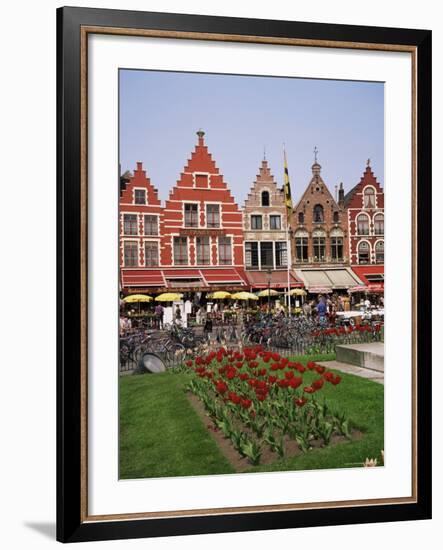 Gabled Buildings and Restaurants, Bruges, Belgium-Roy Rainford-Framed Photographic Print