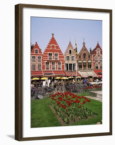 Gabled Buildings and Restaurants, Bruges, Belgium-Roy Rainford-Framed Photographic Print