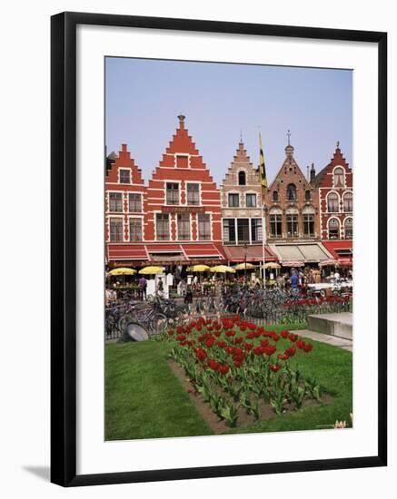 Gabled Buildings and Restaurants, Bruges, Belgium-Roy Rainford-Framed Photographic Print