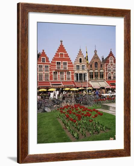 Gabled Buildings and Restaurants, Bruges, Belgium-Roy Rainford-Framed Photographic Print