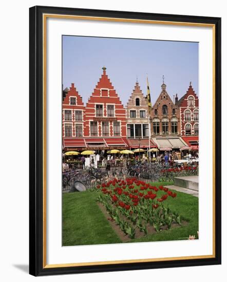 Gabled Buildings and Restaurants, Bruges, Belgium-Roy Rainford-Framed Photographic Print