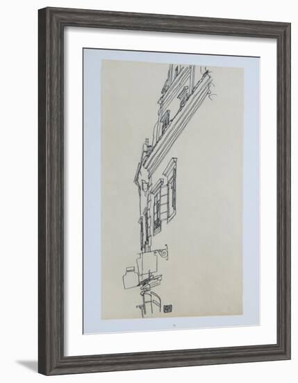 Gabled Houses at Krumau, 1917-Egon Schiele-Framed Collectable Print