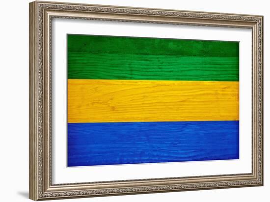 Gabon Flag Design with Wood Patterning - Flags of the World Series-Philippe Hugonnard-Framed Art Print