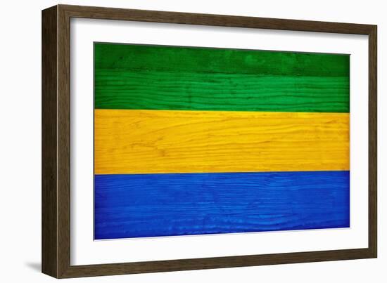 Gabon Flag Design with Wood Patterning - Flags of the World Series-Philippe Hugonnard-Framed Art Print