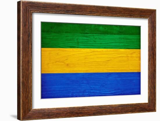 Gabon Flag Design with Wood Patterning - Flags of the World Series-Philippe Hugonnard-Framed Art Print