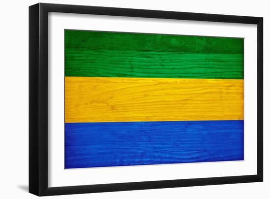 Gabon Flag Design with Wood Patterning - Flags of the World Series-Philippe Hugonnard-Framed Art Print