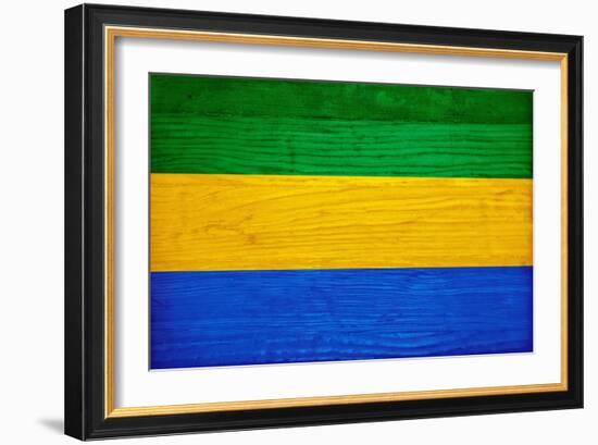 Gabon Flag Design with Wood Patterning - Flags of the World Series-Philippe Hugonnard-Framed Art Print