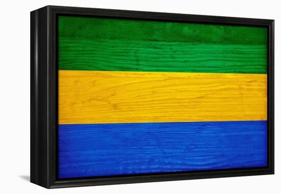 Gabon Flag Design with Wood Patterning - Flags of the World Series-Philippe Hugonnard-Framed Stretched Canvas