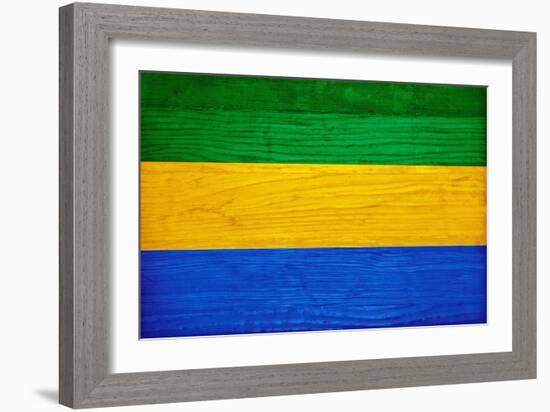 Gabon Flag Design with Wood Patterning - Flags of the World Series-Philippe Hugonnard-Framed Premium Giclee Print