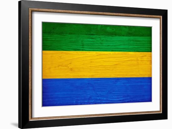 Gabon Flag Design with Wood Patterning - Flags of the World Series-Philippe Hugonnard-Framed Premium Giclee Print
