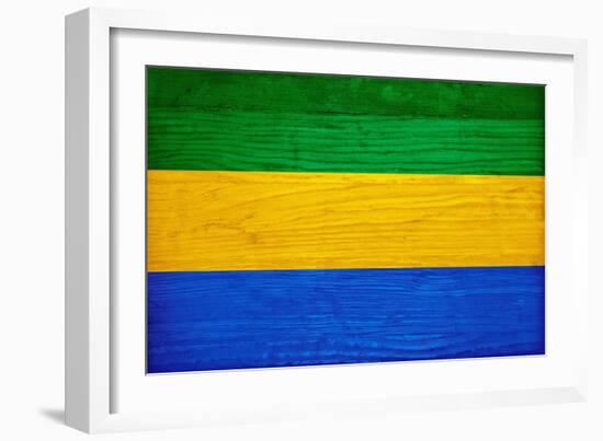 Gabon Flag Design with Wood Patterning - Flags of the World Series-Philippe Hugonnard-Framed Premium Giclee Print