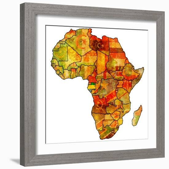 Gabon on Actual Map of Africa-michal812-Framed Premium Giclee Print