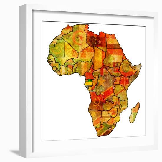 Gabon on Actual Map of Africa-michal812-Framed Premium Giclee Print