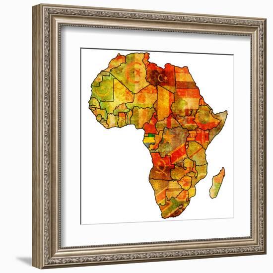 Gabon on Actual Map of Africa-michal812-Framed Art Print