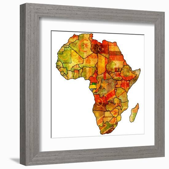 Gabon on Actual Map of Africa-michal812-Framed Art Print