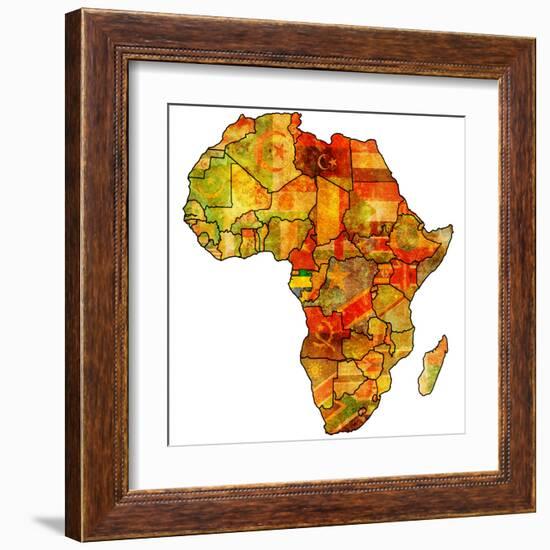 Gabon on Actual Map of Africa-michal812-Framed Art Print