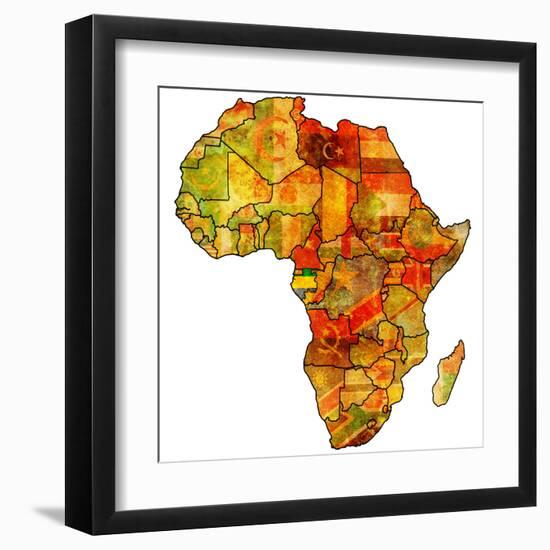 Gabon on Actual Map of Africa-michal812-Framed Art Print