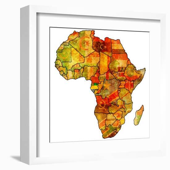 Gabon on Actual Map of Africa-michal812-Framed Art Print