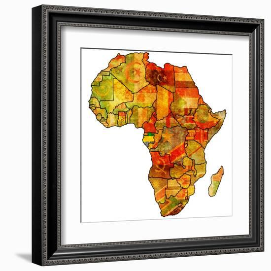 Gabon on Actual Map of Africa-michal812-Framed Art Print