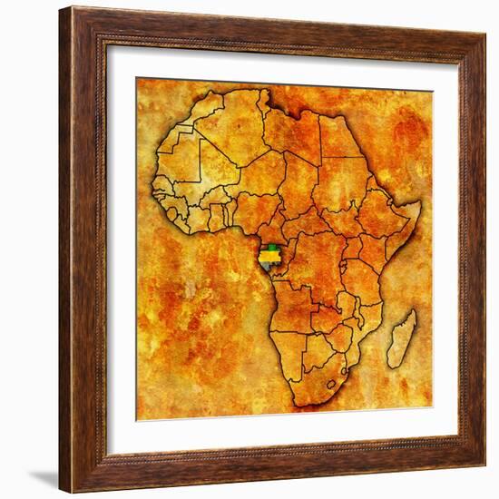 Gabon on Actual Map of Africa-michal812-Framed Art Print