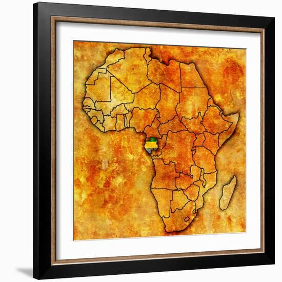 Gabon on Actual Map of Africa-michal812-Framed Art Print