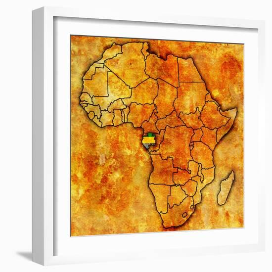 Gabon on Actual Map of Africa-michal812-Framed Art Print